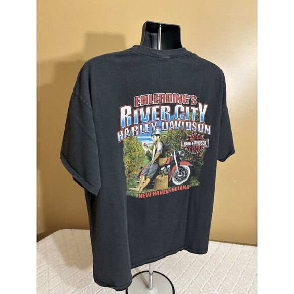 Harley Davidson Ehlerdings River City New Haven Indiana 2 Sided Tee Men’s XL - Picture 8 of 14